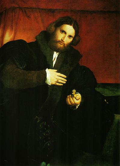 Lorenzo Lotto Portrat eines Edelmannes mit Lowentatze oil painting picture